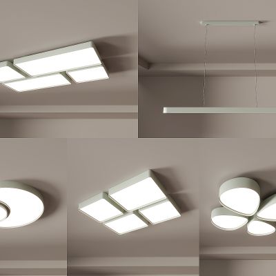 现代简约吸顶灯 吊灯 几何造型 卧室灯 客厅灯 餐厅灯3d模型组合