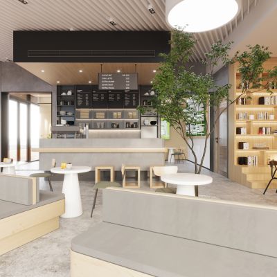 现代简约咖啡厅书吧
