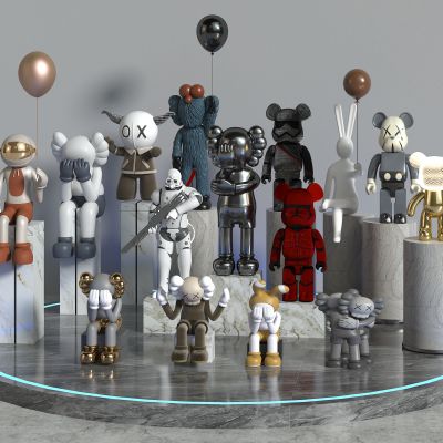 现代暴力熊公仔 雕塑 装饰摆件3D模型