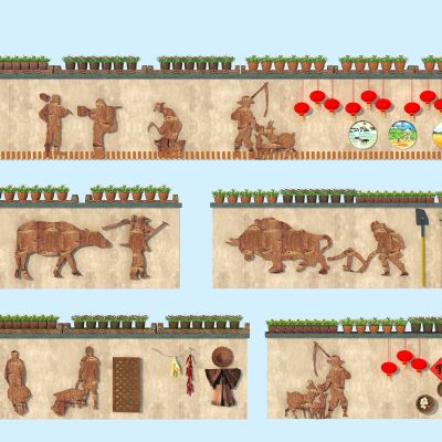 中式农耕民俗景墙围墙