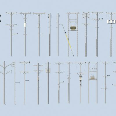 现代电线杆_高压线_高压电塔_信号塔