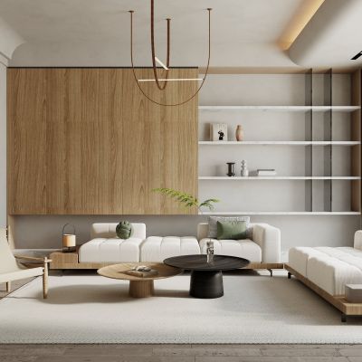 现代家居客厅_沙发茶几组合_休闲椅