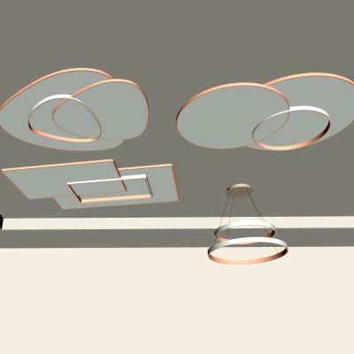 极简风吸顶灯 客厅灯 卧室灯 现代简约 几何形超薄吸顶灯3d模型组合