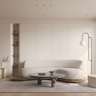  现代侘寂奶油风客厅