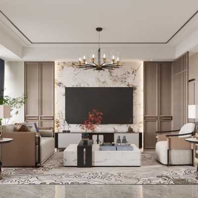 新中式别墅客餐厅