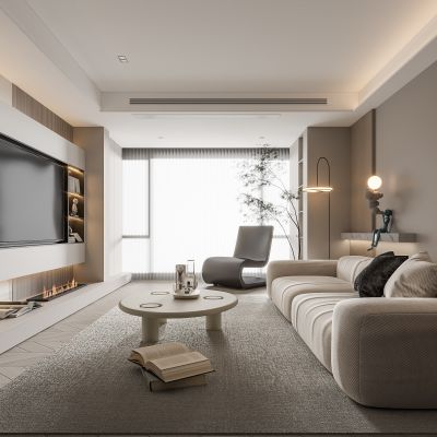  现代客厅 无主灯客厅 沙发组合 茶几组合 饰品摆件