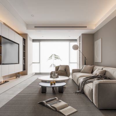  现代客厅 无主灯客厅 沙发组合 茶几组合 饰品摆件