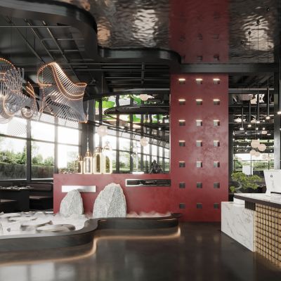 现代暗黑系火锅店