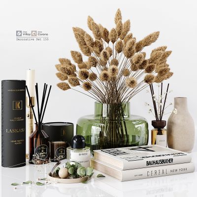 现代装饰套件摆件，玻璃花瓶，香熏，书