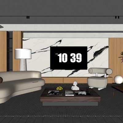 现代客厅SU模型