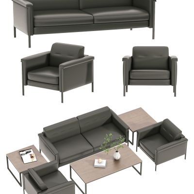 现代办公沙发，三人沙发，单人沙发，皮质沙发，休闲沙发，接待沙发，茶几