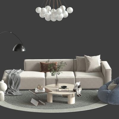 现代沙发茶几组合3D模型下载