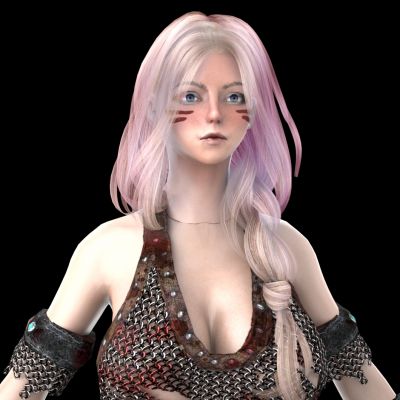 数字人高颜值粉发锁链大胸乳沟修身长腿美女