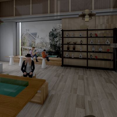 现代禅意茶室 老年茶艺活动室  棋牌桌 老年麻将桌 观景吧台.rar3D模型