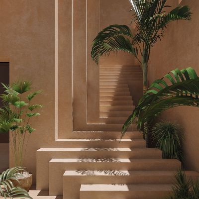 侘寂风庭院楼梯间