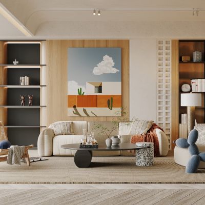 侘寂，原木，客厅，装饰画