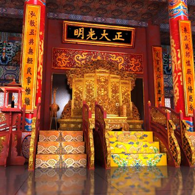 古代故宮宮殿龍椅