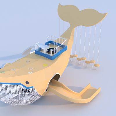 现代儿童游乐设施_鲸鱼滑梯庭院_露天花园