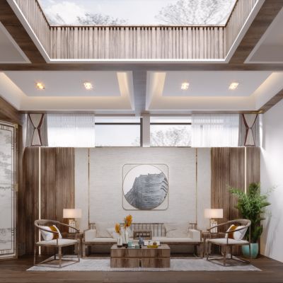 新中式简约休闲接待区