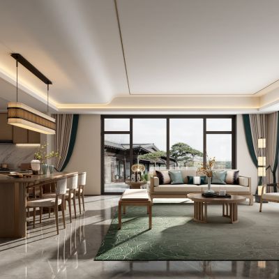 新中式客餐厅模型