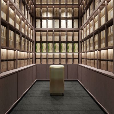 实木茶叶展示室,储藏柜,恒温室,冷藏柜,