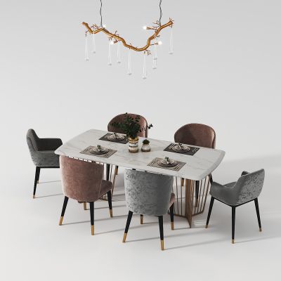 现代法式餐桌椅组合