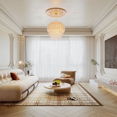 法式奶油风客厅