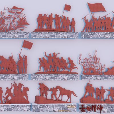 现代红军抗战人物雕塑