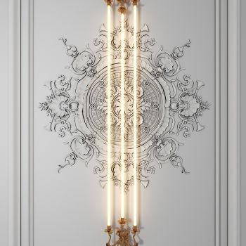 法式壁灯及石膏圆盘