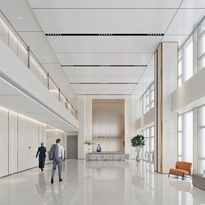 现代公司大堂前台过道
