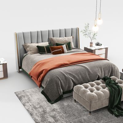 现代法式双人床组合