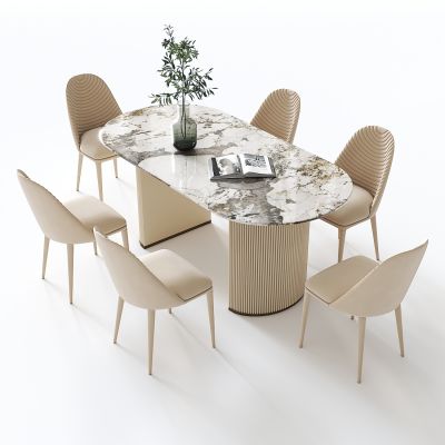 现代奶油风餐桌椅
