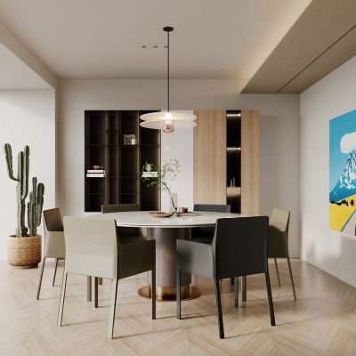 侘寂，餐厅，餐桌椅，原木