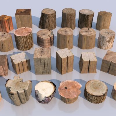 侘寂景观树桩原木凳子