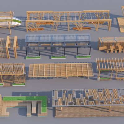 现代廊架 木花架 木构架 葡萄架