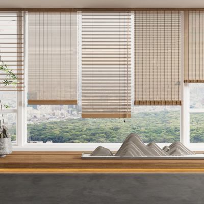 新中式卷帘 拉帘 竹帘