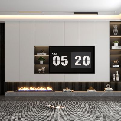 现代客厅 电视背景墙3D模型 