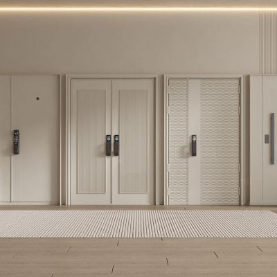 奶油风入户门 防盗门 子母门