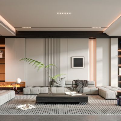 现代家居客厅3D模型