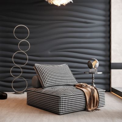 现代复古千鸟格单人沙发