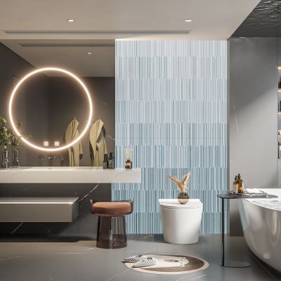  现代卫生间 马桶 浴室柜 洗脸盆 镜子 浴缸