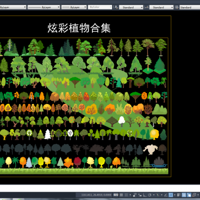 可做彩屏的植物CAD图库