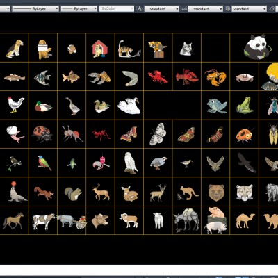 可做彩屏的动物CAD图库