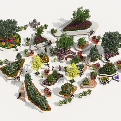 现代公园景观树植物组合