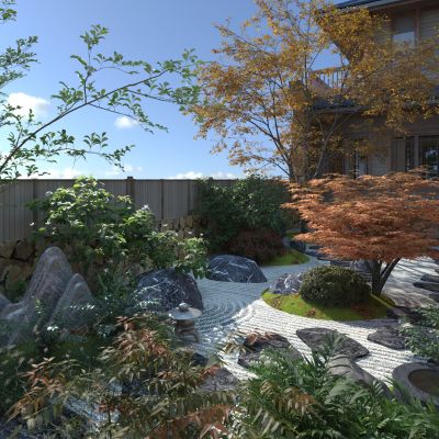 日式禅意庭院景观