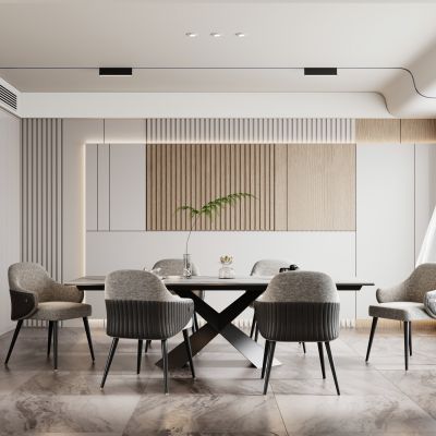 现代餐厅 餐桌椅 餐椅 单椅 长形餐桌 