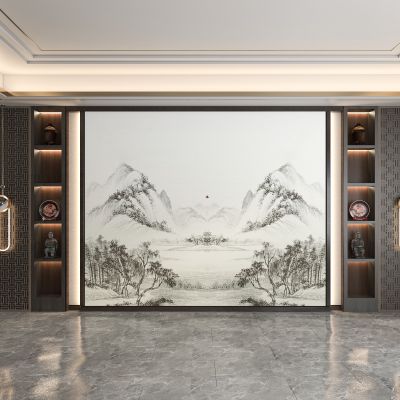 新中式电视背景墙