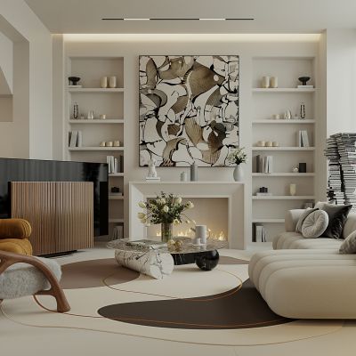 现代奶油风客厅