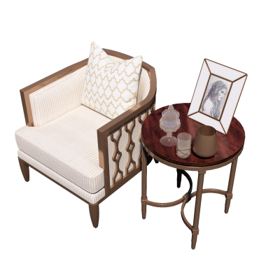 欧式单人沙发边几摆件