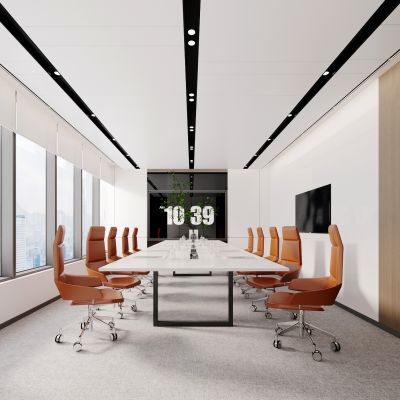 现代极简办公会议室3D模型